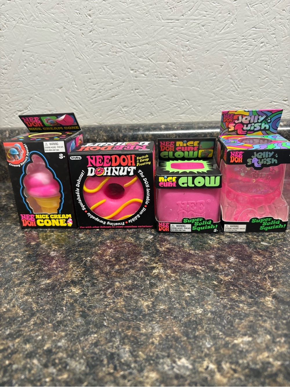 NeeDoh Pink Lot. Donut. Ice Cream. Glow. Jellyfish. - Picture 1 of 1